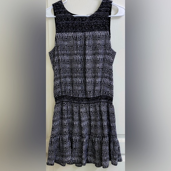 Joie Black White Leilou Silk drop Waist Mini Dress - Picture 2 of 7